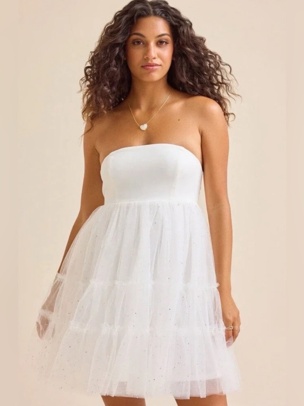Altar'd State Dolly Rhinestone Strapless Tulle Dress in White Size M